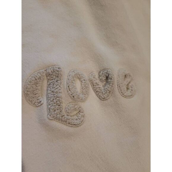 Aerie Sweatshirt Women's Small Cream Peach Love Embroidered 90s Oversized - Picture 6 of 6